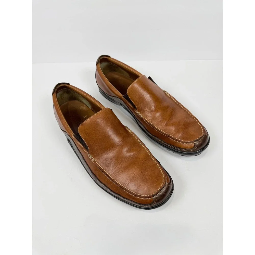 Cole Haan Mens‎ Tan Brown Leather Slip On Loafers Vibram Sole C03559 Size 12M
